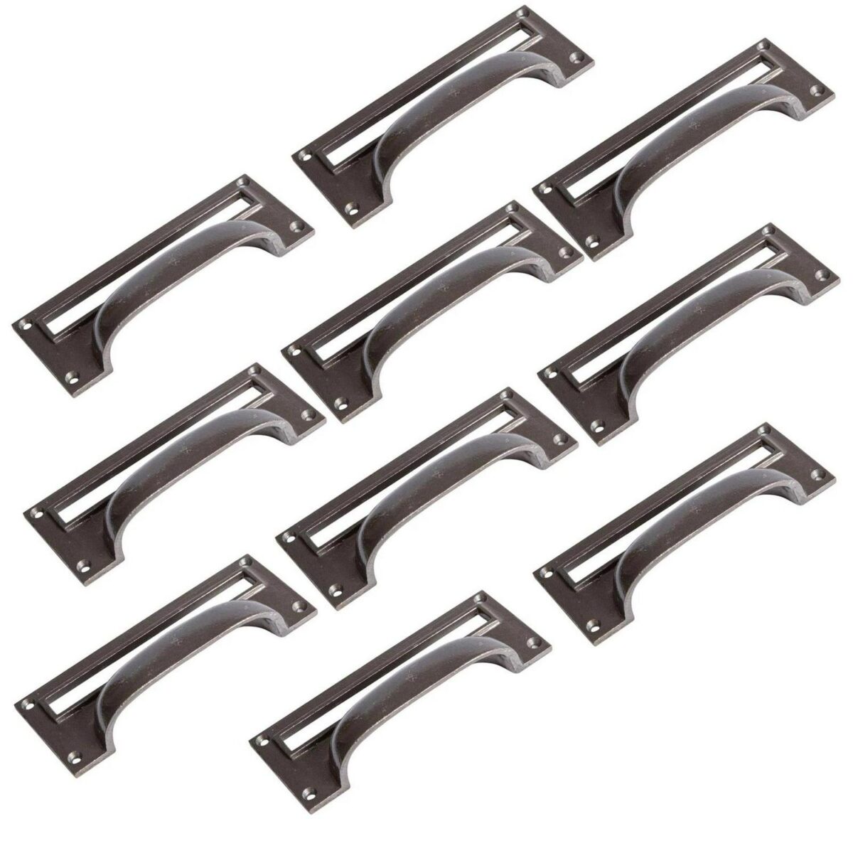 10x Filing Cabinet Cup Handle with Card Frame Cast Iron 130mm x 50mm Raw - Image 1