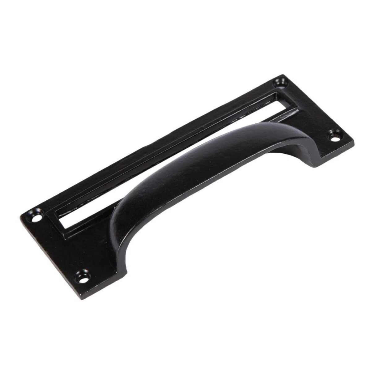 10x Filing Cabinet Cup Handle with Card Frame Cast Iron 130mm x 50mm Black - Image 3