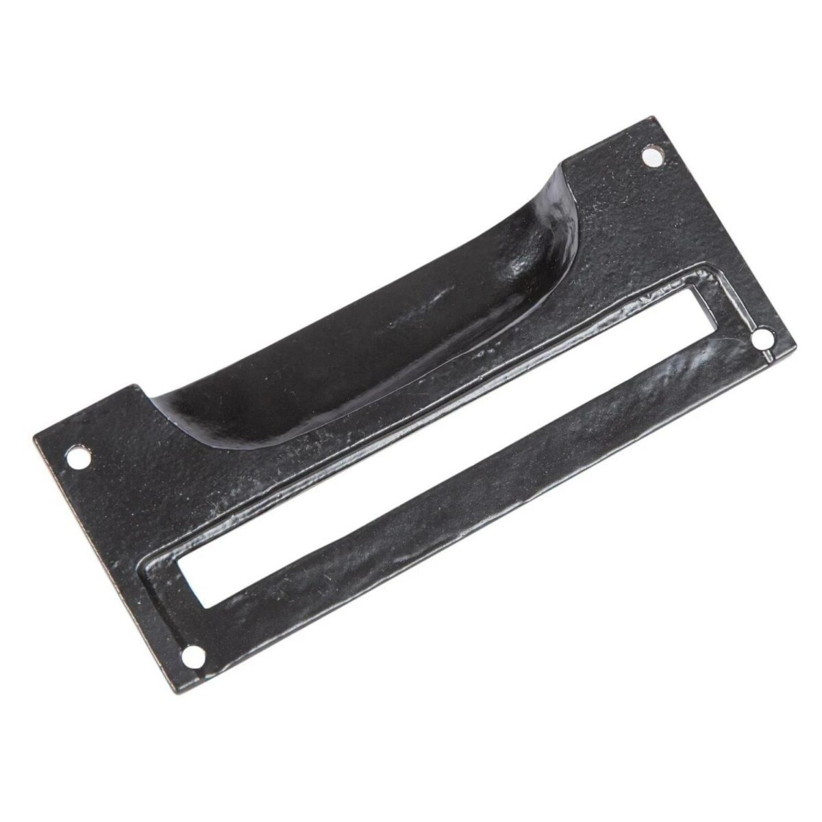 10x Filing Cabinet Cup Handle with Card Frame Cast Iron 130mm x 50mm Black - Image 2