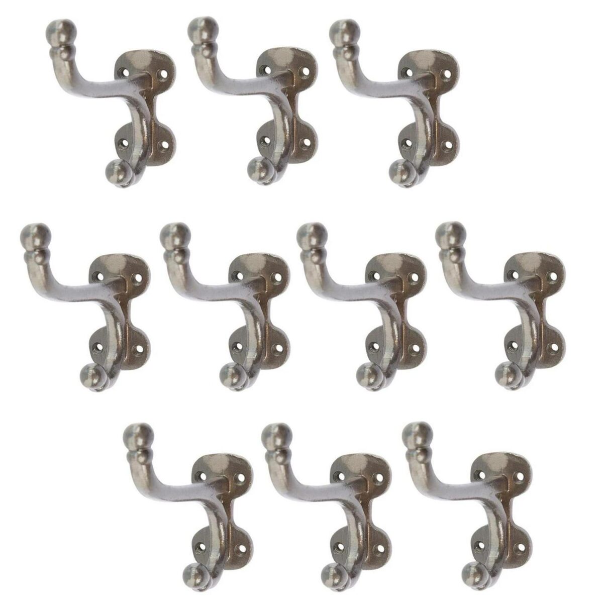 10x Flat Top Ball End Hat and Coat Hook Cast Iron Vintage Style W35mm x H85mm Raw - Image 1