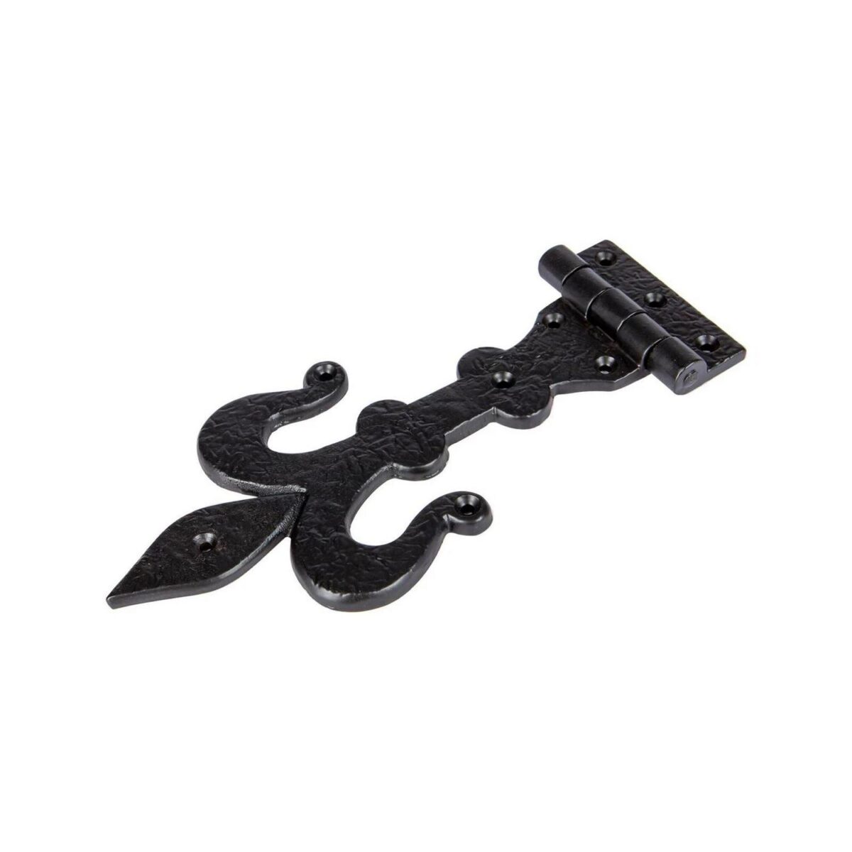 10x Fleur De Lis T-Hinge Cast Iron Antique Cupboard Door Hinges W235mm Black - Image 4