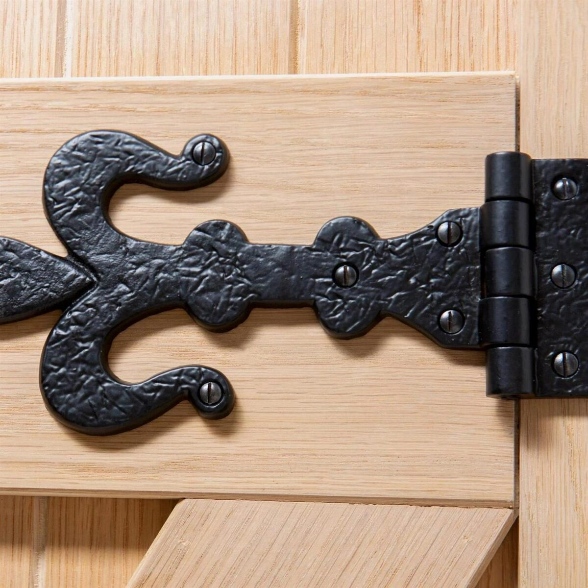 10x Fleur De Lis T-Hinge Cast Iron Antique Cupboard Door Hinges W235mm Black - Image 7