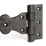 10x Fleur De Lis T-Hinge Cast Iron Antique Cupboard Door Hinges W235mm Black - Image 2