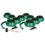 10x Flexible Plastic Lawn and Path Edging with 400 Pegs and Mallet 100m x 4cm Green