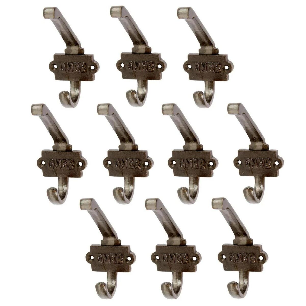 10x Great North of England Railway Double Wall Hook Cast Iron W53mm x H101mm - Image 1