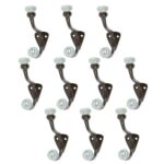 10x Grey Ceramic Ball Hat and Coat Hook Cast Iron Vintage W30mm x H105mm Black