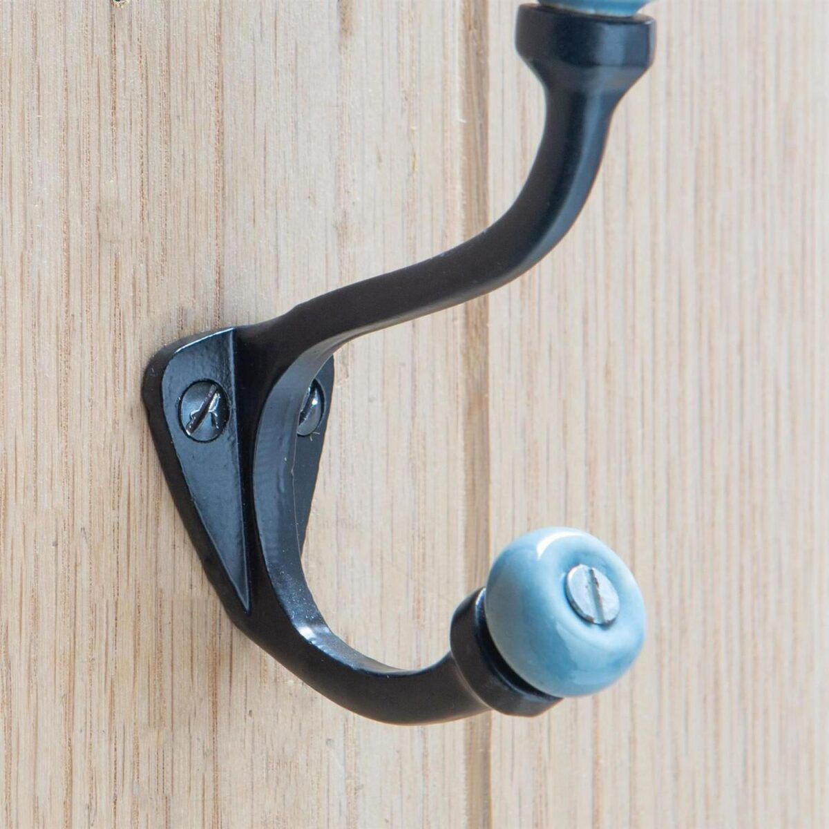 10x Grey Ceramic Ball Hat and Coat Hook Cast Iron Vintage W30mm x H105mm Black - Image 7
