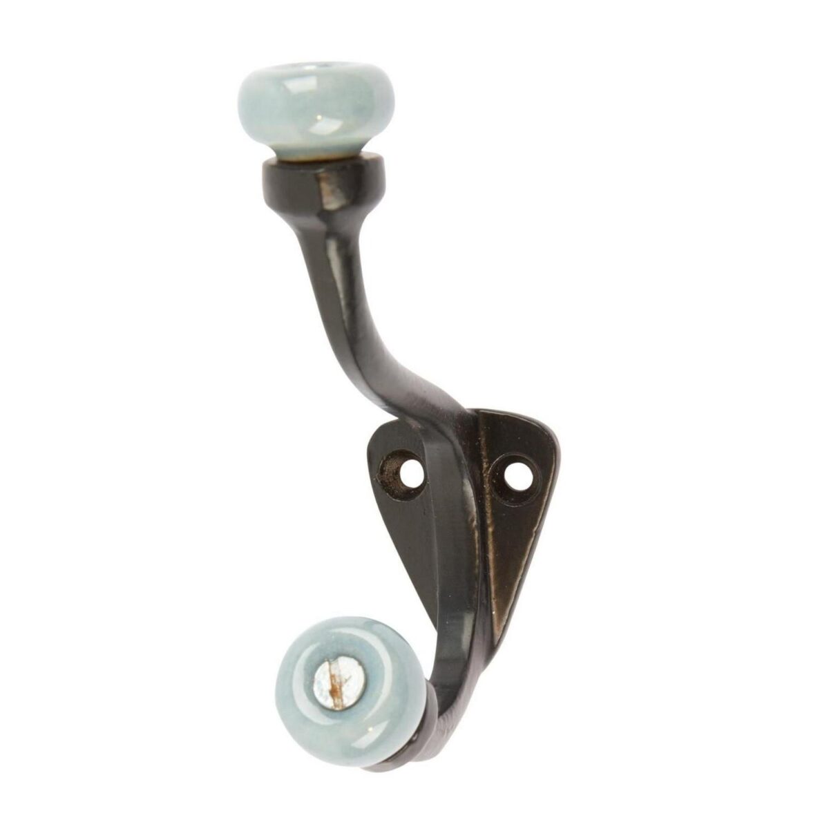 10x Grey Ceramic Ball Hat and Coat Hook Cast Iron Vintage W30mm x H105mm Black - Image 4