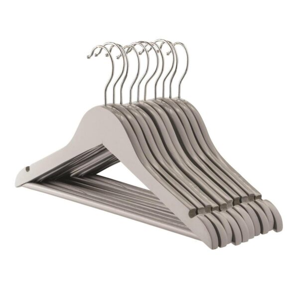 10x Grey Wooden Kid's Hangers Baby Children Coat Clothes Hanger Trouser Bar