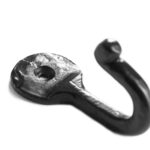 10x Hammered Round Plate Single Hook Cast Iron Style W30mm x H65mm Black - Image 2