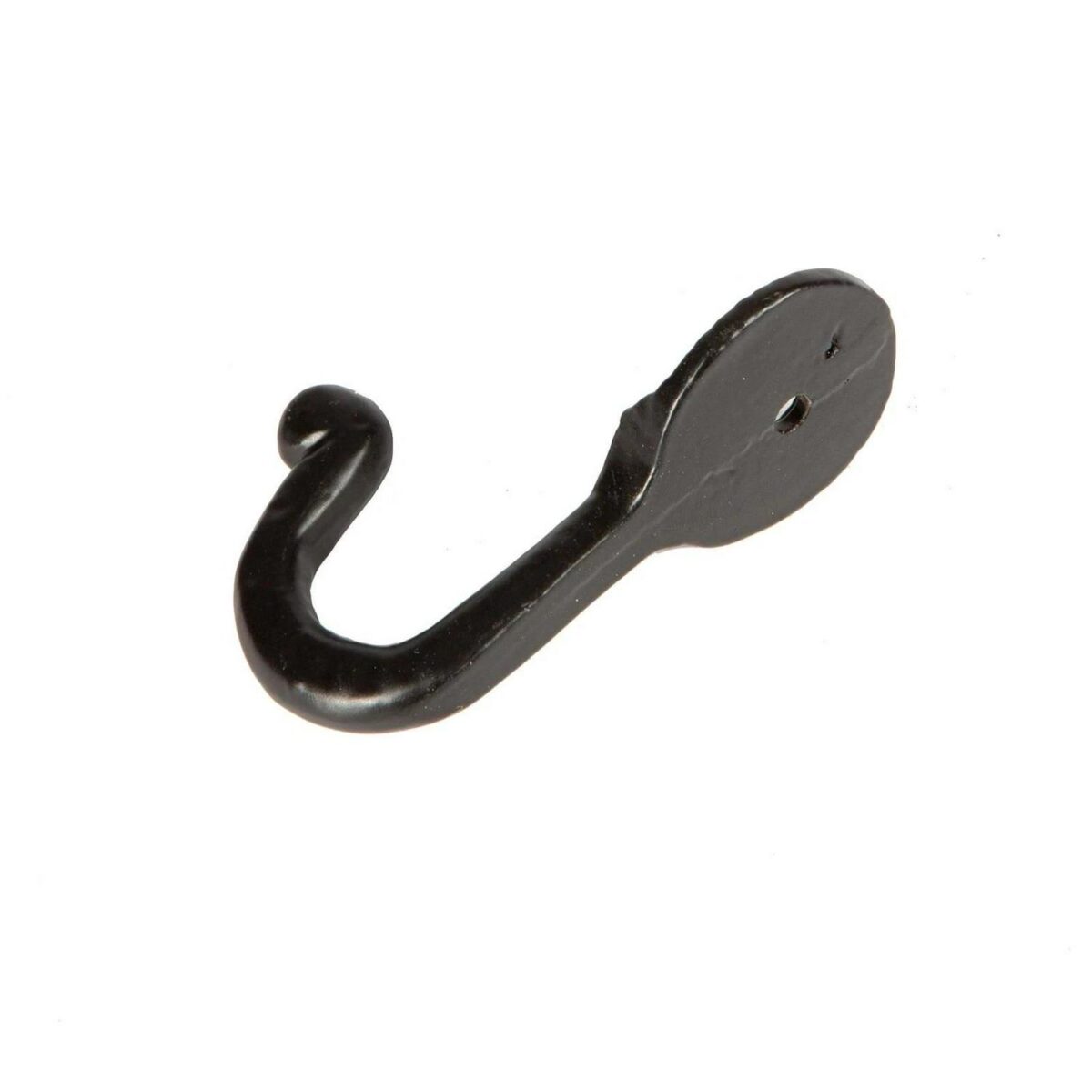 10x Hammered Round Plate Single Hook Cast Iron Style W30mm x H65mm Black - Image 3