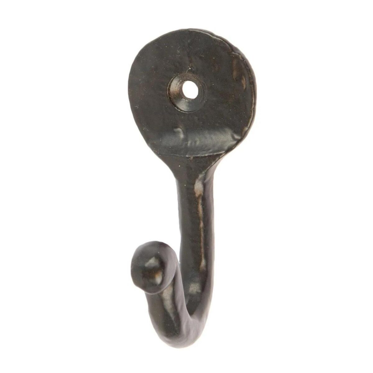 10x Hammered Round Plate Single Hook Cast Iron Style W30mm x H65mm Black - Image 4