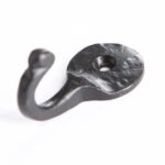 10x Hammered Round Plate Single Hook Cast Iron Style W25mm x H45mm Black - Image 2