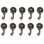 10x Hammered Round Plate Single Hook Cast Iron Style W25mm x H45mm Black