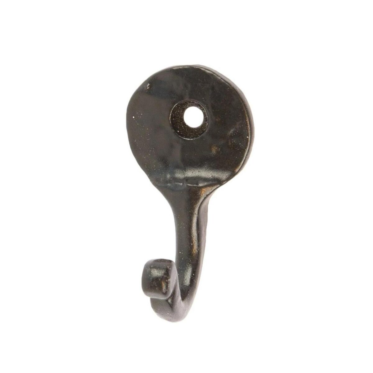 10x Hammered Round Plate Single Hook Cast Iron Style W25mm x H45mm Black - Image 4