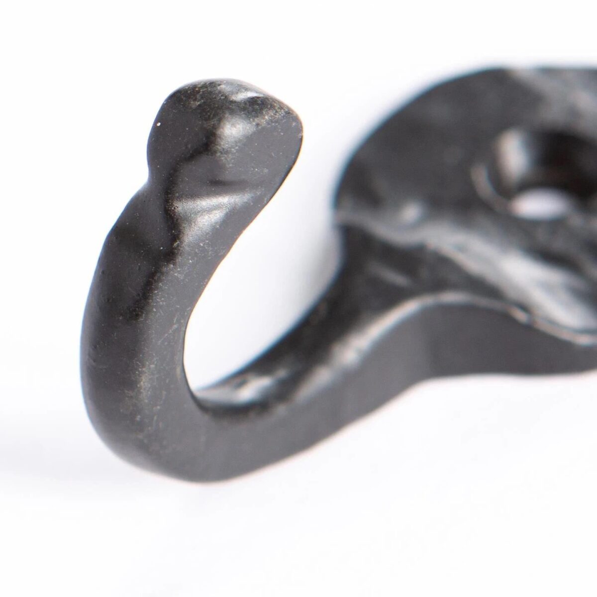 10x Hammered Round Plate Single Hook Cast Iron Style W25mm x H45mm Black - Image 3