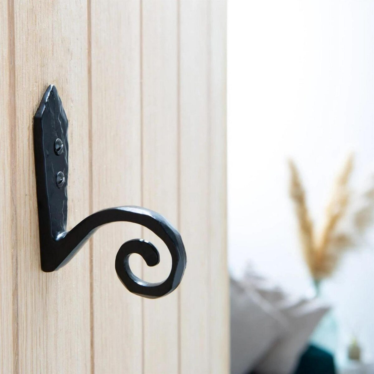 10x Hammered Scroll Hook Cast Iron Antique Vintage Style W30mm x H95mm Black - Image 6
