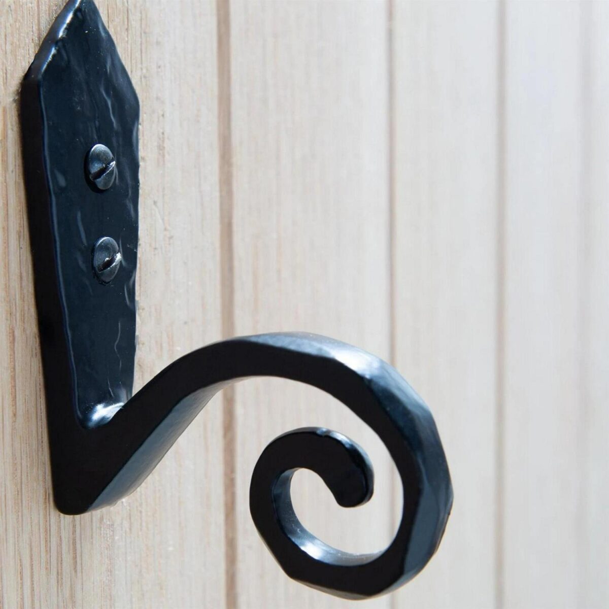 10x Hammered Scroll Hook Cast Iron Antique Vintage Style W30mm x H95mm Black - Image 7
