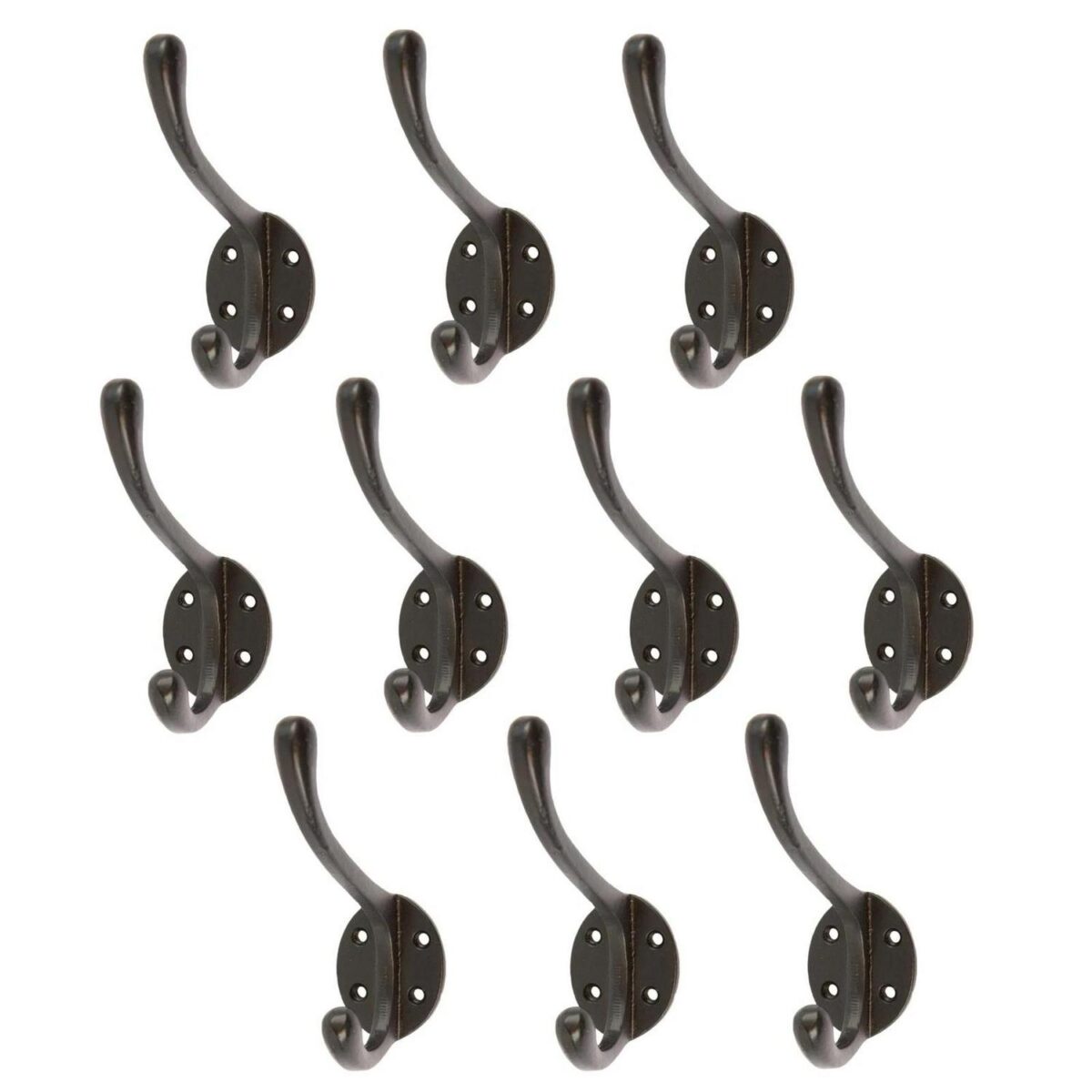 10x Hat and Coat Hook Cast Iron Antique Vintage Style Hooks W40mm x H105mm Black - Image 1
