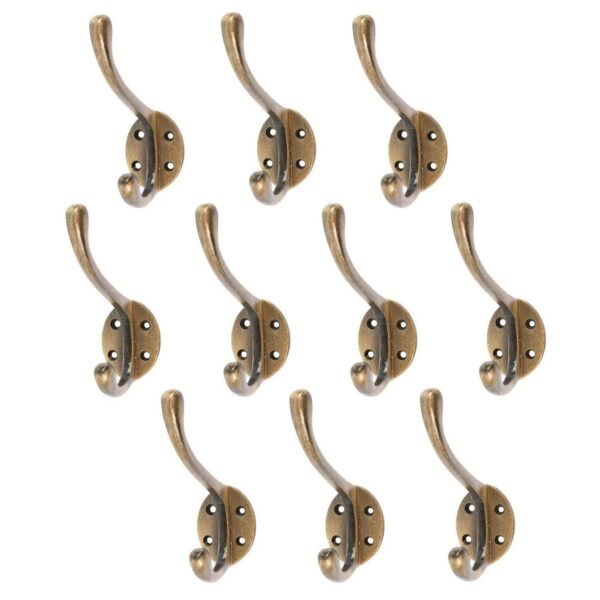 10x Hat and Coat Hook Cast Iron Antique Vintage Style Hooks W40mm x H105mm Brass