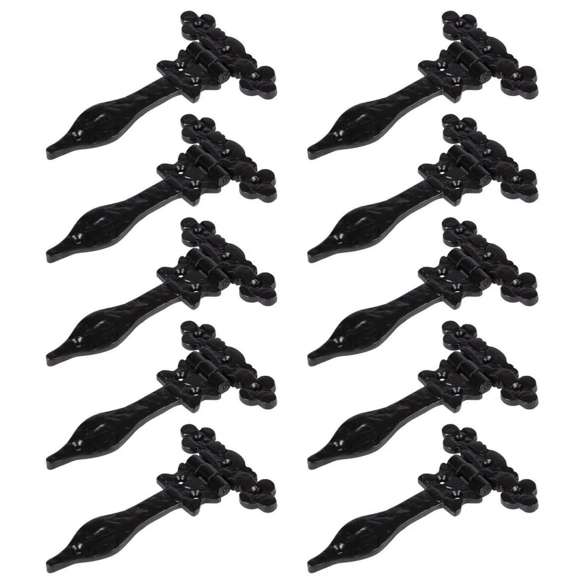 10x Ornate T-Hinge Cast Iron Antique Cupboard Door Hinges W155mm Black - Image 1