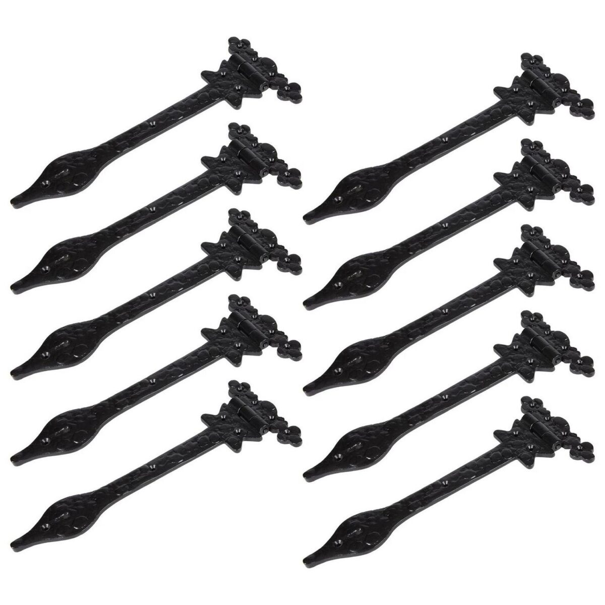 10x Ornate T-Hinge Cast Iron Antique Interior Exterior Hinges W310mm Black - Image 1