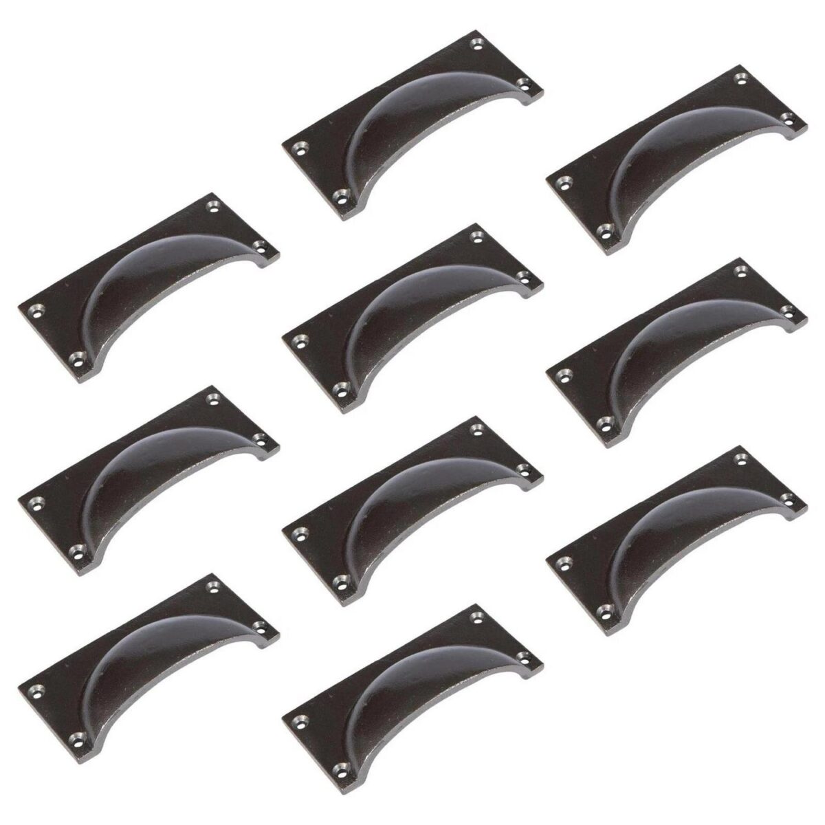 10x Rectangular Cabinet Cup Handle Cast Iron Handles 105mm x 50mm Raw - Image 1