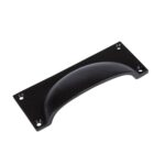 10x Rectangular Cabinet Cup Handle Cast Iron Handles 130mm x 50mm Black - Image 4