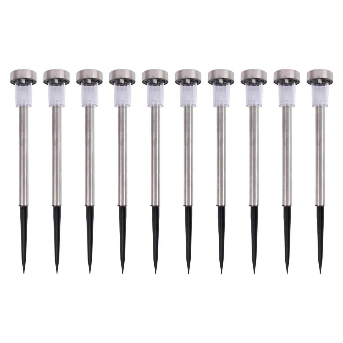 10x Silver Colour Changing Solar Pathway Lights Outdoor Garden LED Lamp Light - Image 1
