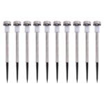 10x Silver Colour Changing Solar Pathway Lights Outdoor Garden LED Lamp Light