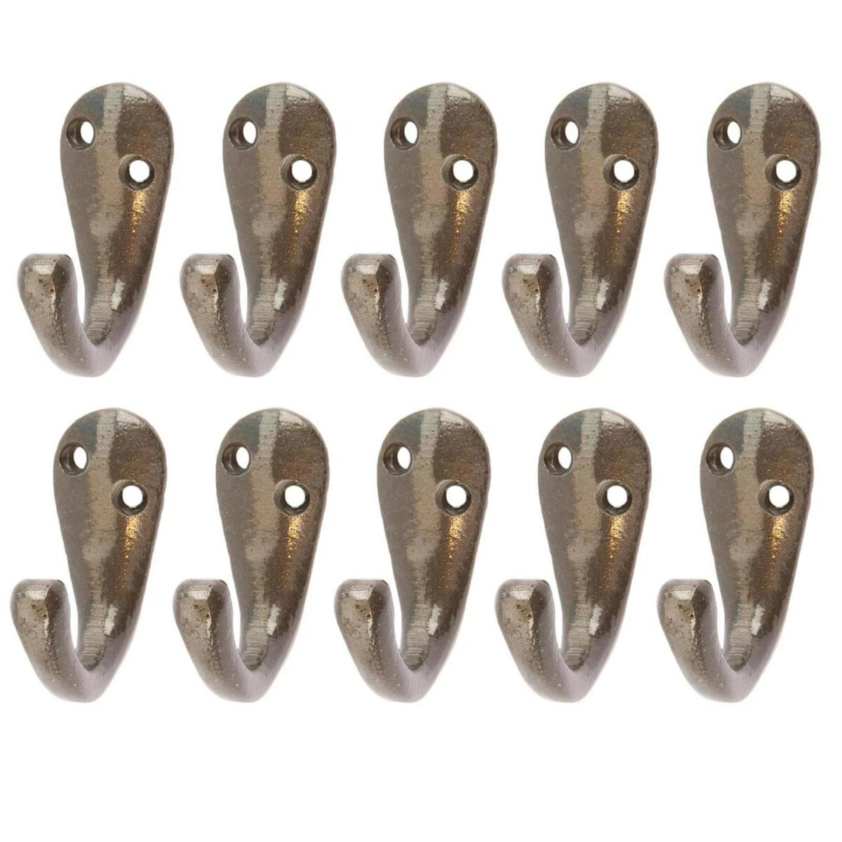 10x Single Robe Hook Cast Iron Antique Vintage Style Hooks W20mm x H45mm Raw - Image 1