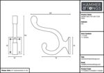 10x Square Back Hat and Coat Hook Cast Iron Vintage Style W35mm x H105mm Raw - Image 5