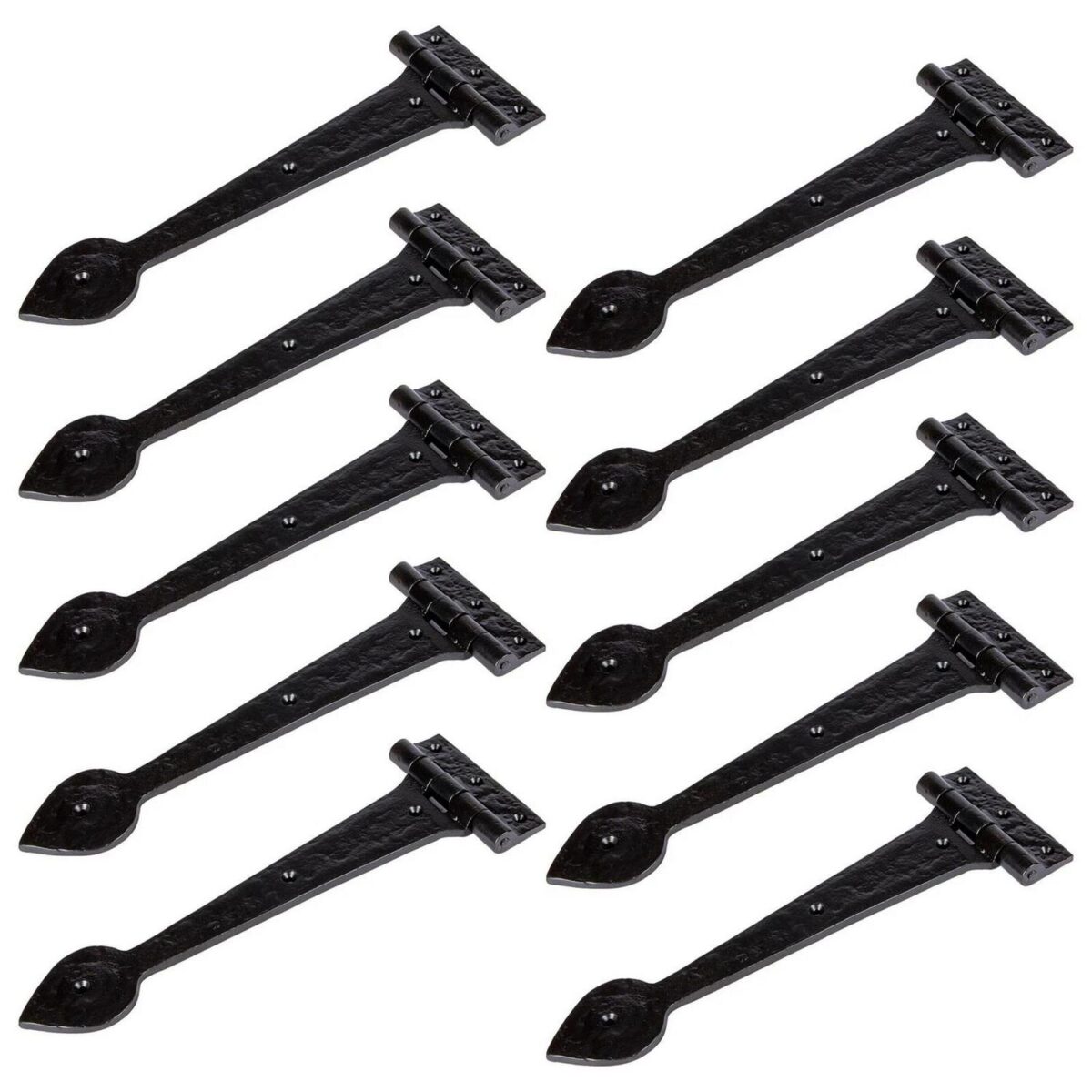 10x Traditional T-Hinge Cast Iron Antique Cupboard Door Hinges W290mm Black - Image 1