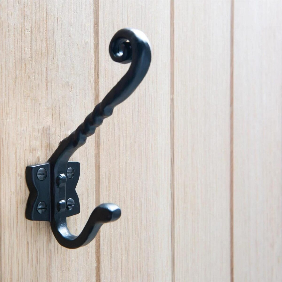 10x Twisted Scroll Hat and Coat Hook Cast Iron Vintage Style W40mm x H125mm Black - Image 6