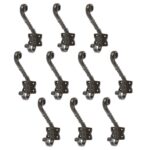 10x Twisted Scroll Hat and Coat Hook Cast Iron Vintage Style W40mm x H125mm Black