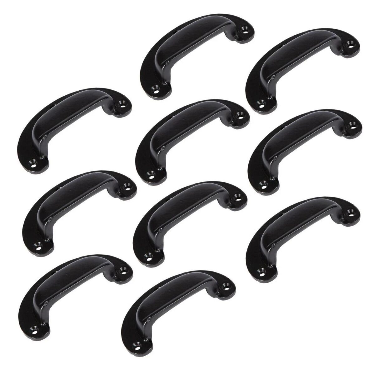 10x Wide Lipped Cabinet Cup Handle Cast Iron Handles 95mm x 40mm Black - Image 1