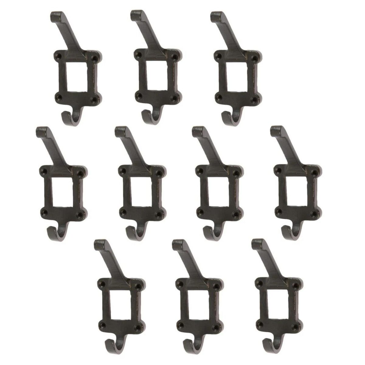 10x Window Back Hat and Coat Hook Cast Iron Vintage Style W50mm x H110mm Black - Image 1