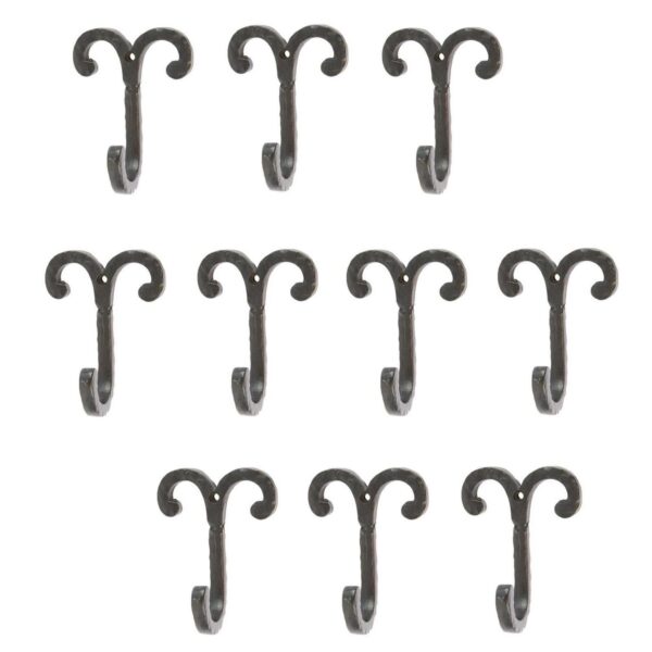 10x Wire Coat Hook Cast Iron Antique Vintage Style Hooks W70mm x H90mm Black