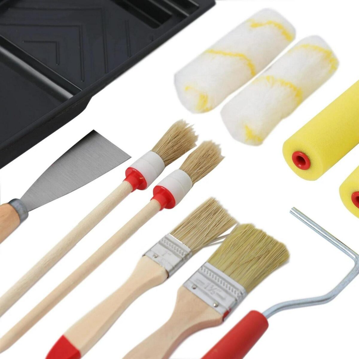 11pc Mini Paint Roller and Tray Set 4  (10cm) Multi Painting and Decorating Kit - Image 2