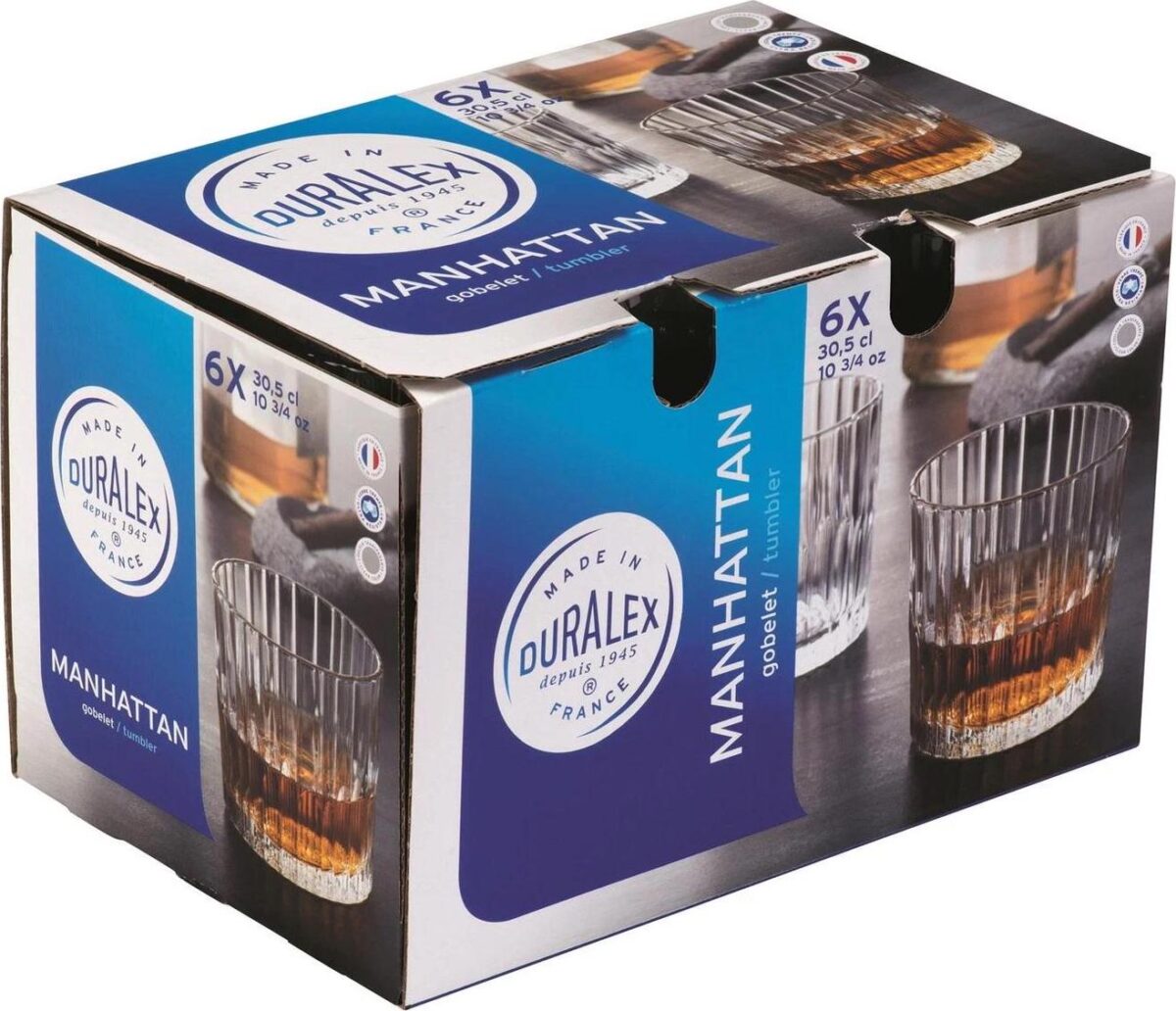 12 Piece Manhattan Vintage Glassware Set Tempered Rippled Cocktail Tumblers - Image 7