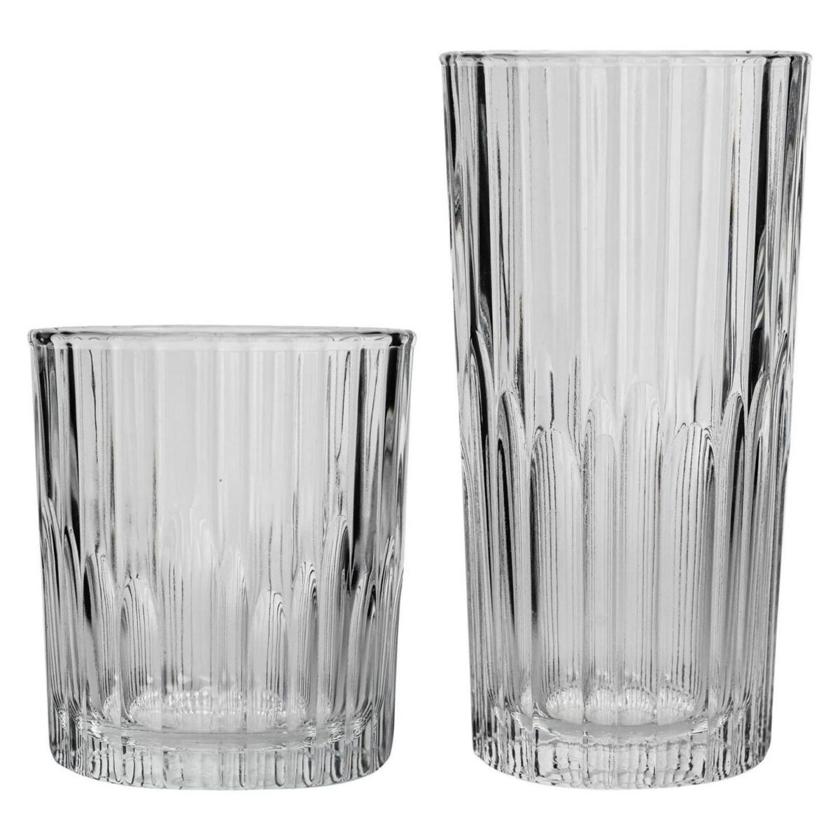 12 Piece Manhattan Vintage Glassware Set Tempered Rippled Cocktail Tumblers - Image 1