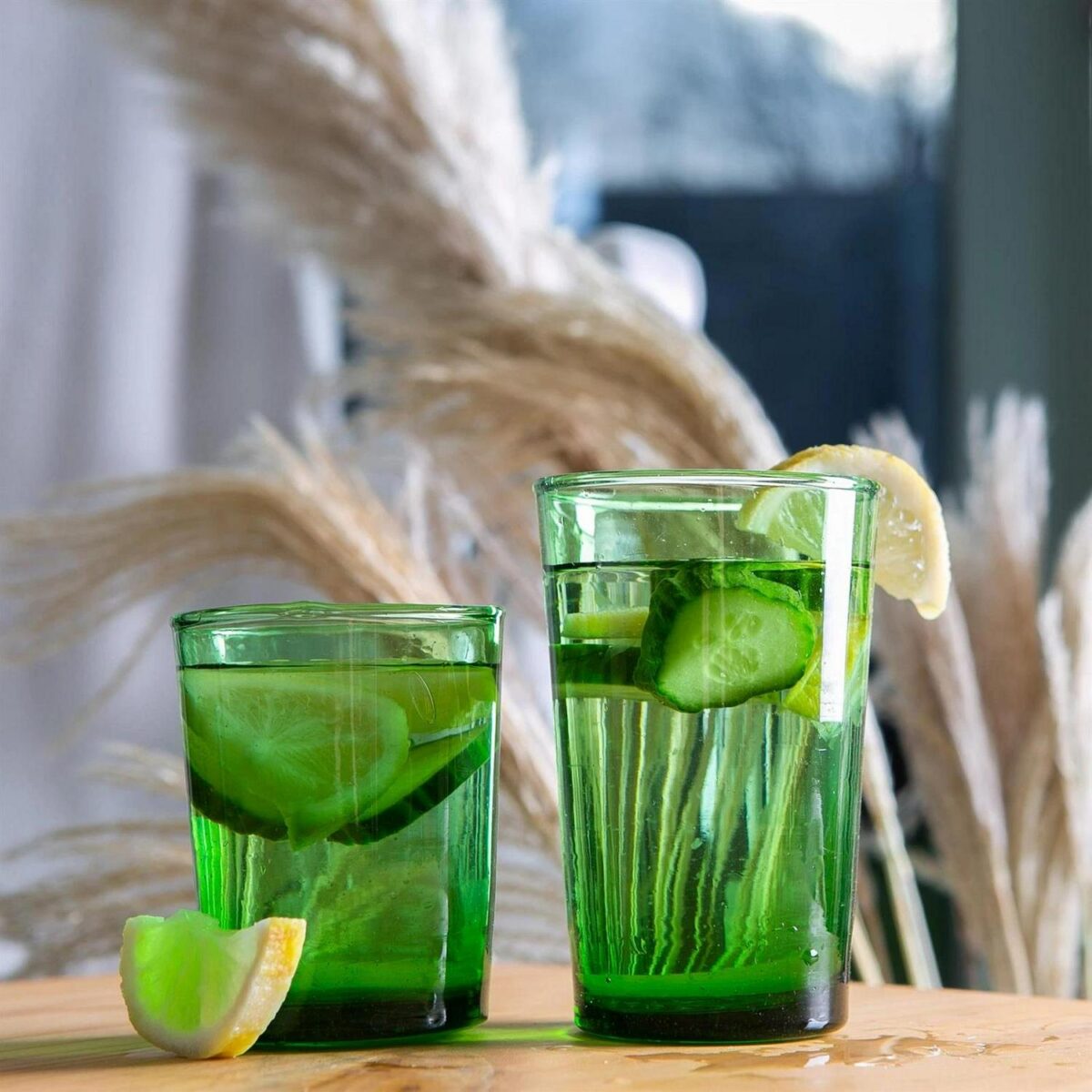 12 Piece Meknes Recycled Glassware Set Highball Glasses Whisky Tumblers Green - Image 5