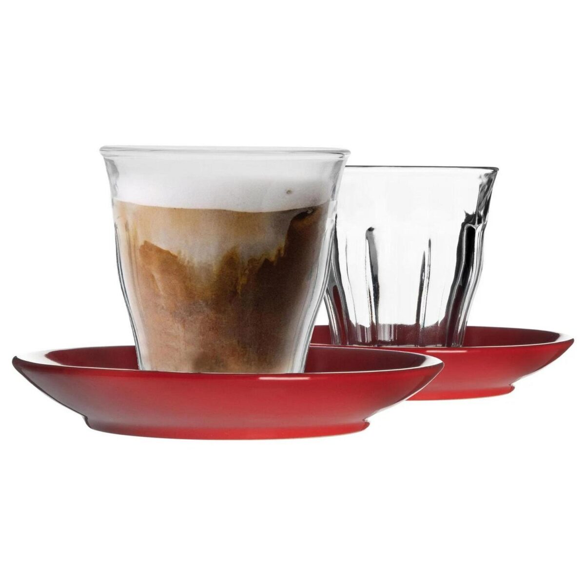 12 Piece Picardie Mismatched Coffee Cup and Saucer Set Tumbler Mug Latte 220ml Red - Image 1