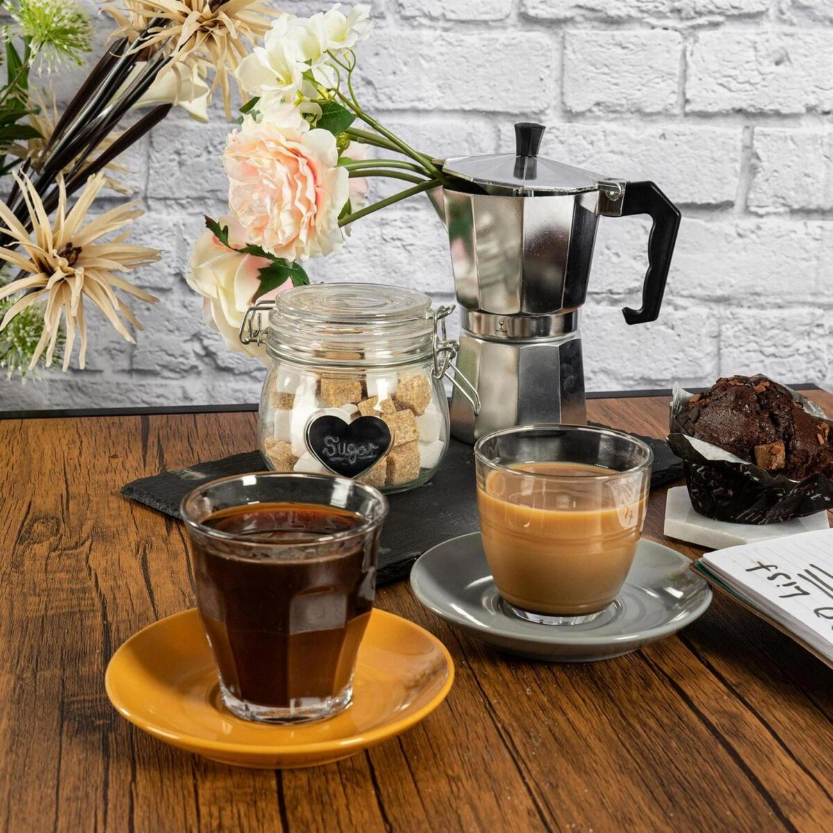 12 Piece Picardie Mismatched Coffee Cup and Saucer Set Tumbler Mug Latte 220ml Red - Image 6