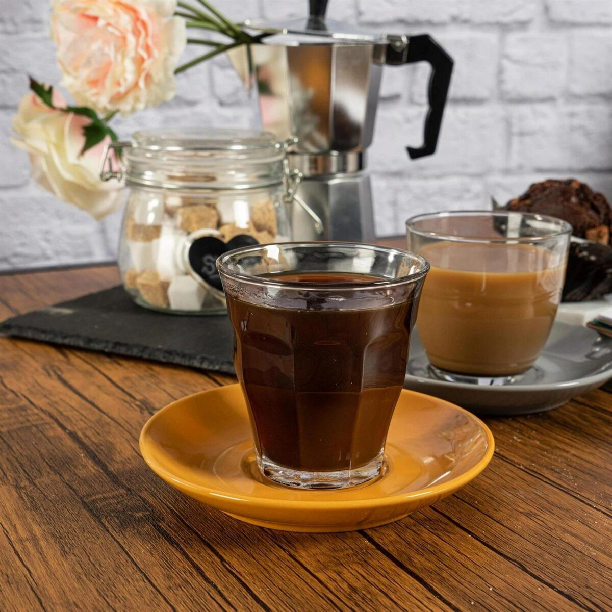 12 Piece Picardie Mismatched Coffee Cup and Saucer Set Tumbler Mug Latte 220ml Red - Image 5