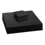 12 Piece Square Slate Placemats and Coasters Set Rustic Dining Table Setting Grey