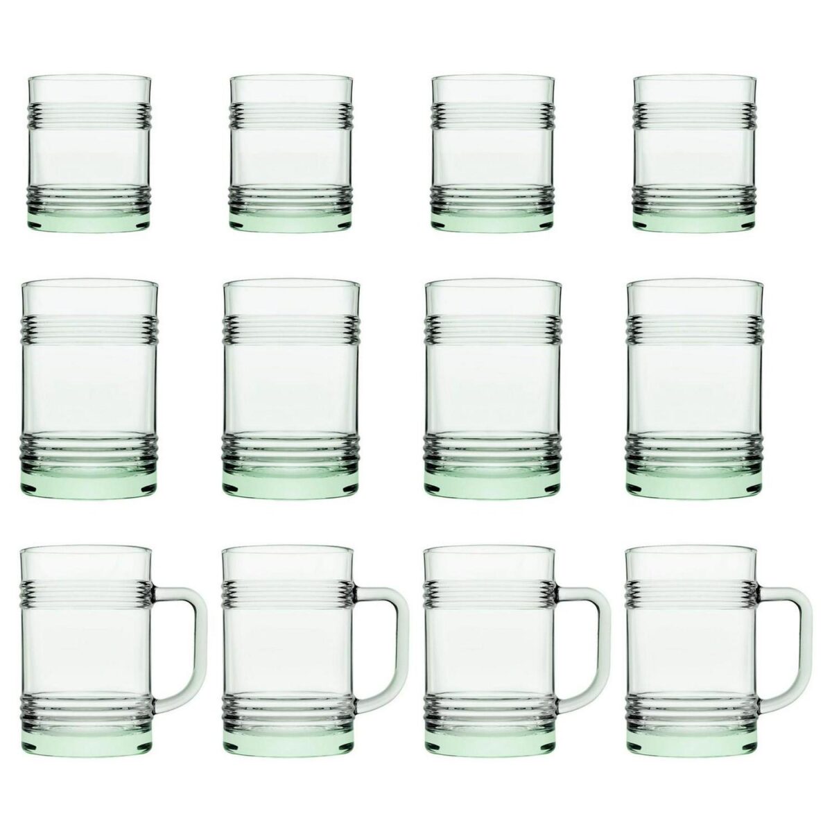 12pc Aware Tincan Recycled Glassware Set Green Water Drinking Glasses Set - Image 1