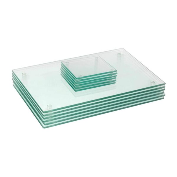 12pc Clear 30cm x 20cm Glass Placemats and Coasters Set Table Mats Coaster Sets