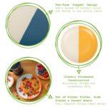 12pc Dipped Stoneware Dinner Set Multicolour Crockery Plates Bowls Mugs - Image 2