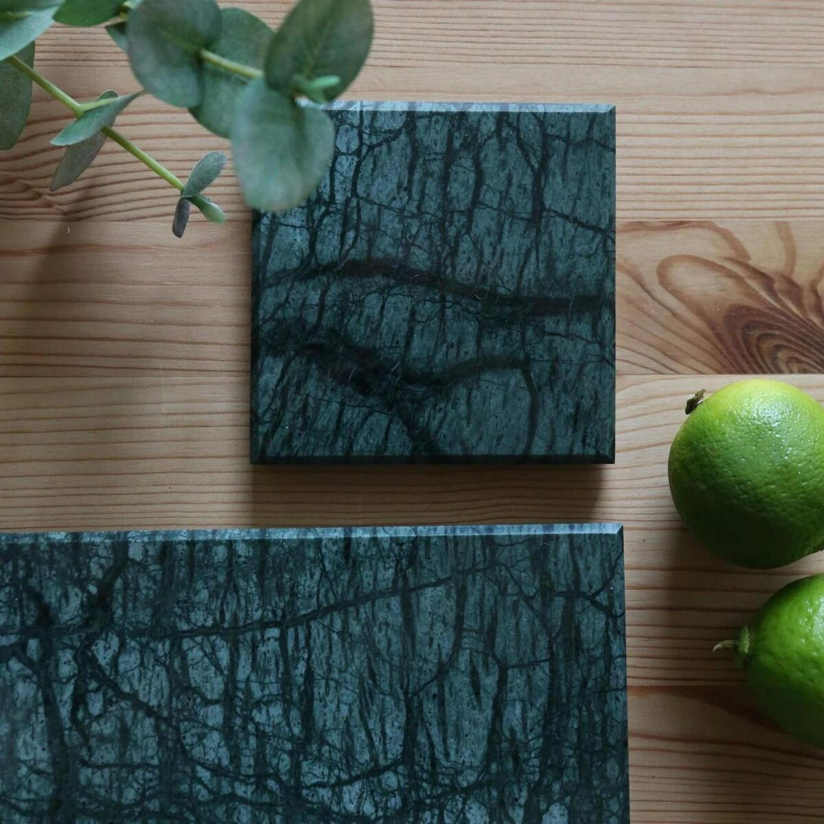 12pc Rectangle Marble Placemats and Square Coasters Set 30cm x 20cm Green - Image 7